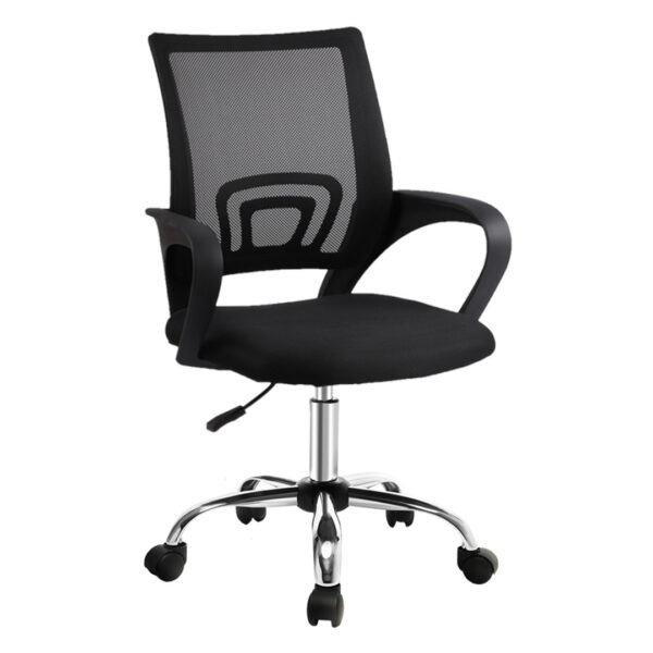 Silla De Escritorio Base Cromada Mesh Y Poliéster Negra